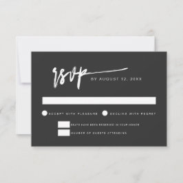 Cartão de RSVP Preto Contemporâneo Moderno Minimal