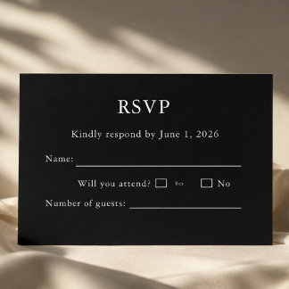 Cartão de RSVP Preto e Branco Editável 