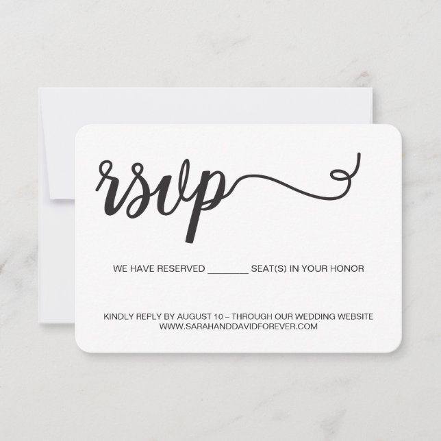 Cartão de RSVP preto e branco sem envio postal (Frente)