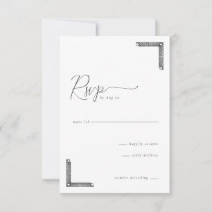 Cartão de RSVP Preto Elegante