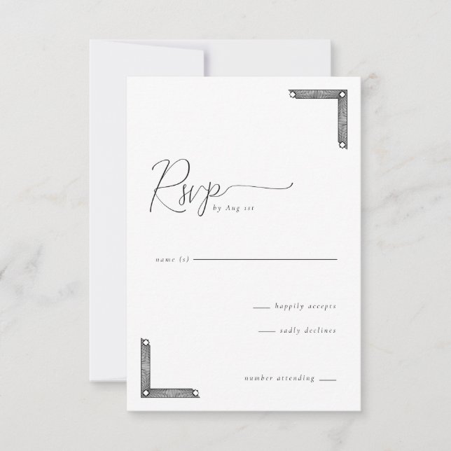 Cartão de RSVP Preto Elegante (Frente)