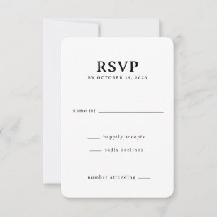 Cartão de RSVP Preto Elegante