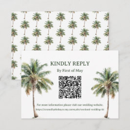 Cartão de RSVP QR Palmeiras Tropicais