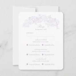 Cartão de RSVP Romântico Roxo Vitoriano de Múltipl