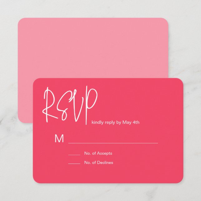 Cartão de RSVP Rosa (Frente/Verso)