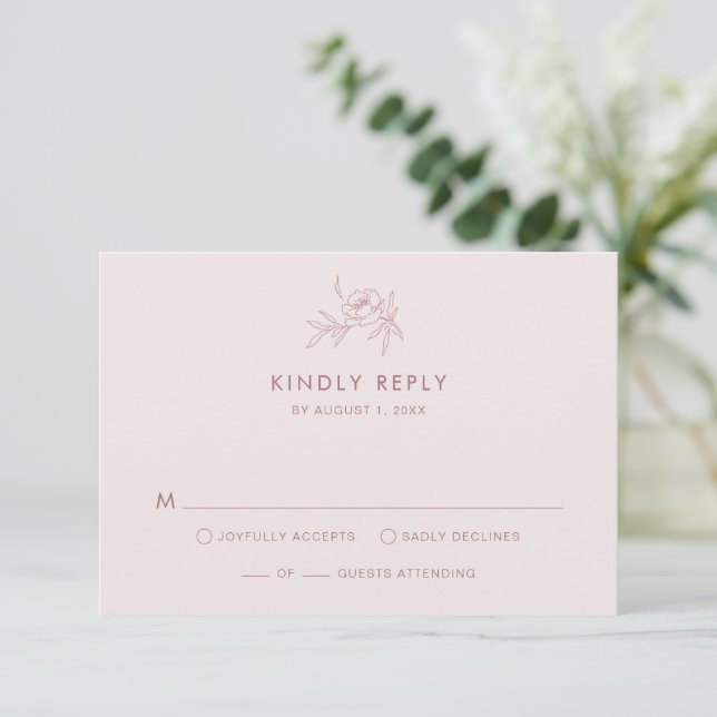 Cartão de RSVP Rosa Floral (Em pé/Frente)