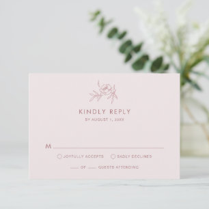 Cartão de RSVP Rosa Floral