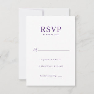 Cartão de RSVP Roxo Elegante