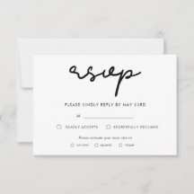 Cartão de RSVP simples com escolha de refeição