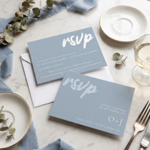 Cartão de RSVP Simples em Azul Empolado Com Escolh