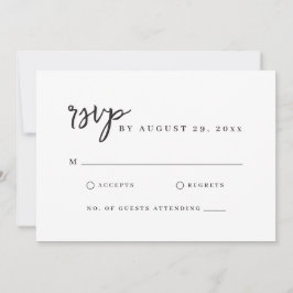 Cartão de RSVP simples em letra moderna minimalist
