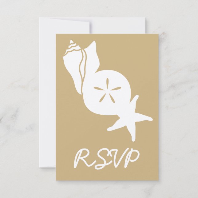 Cartão de RSVP Summer Seashells in Sand (Frente)