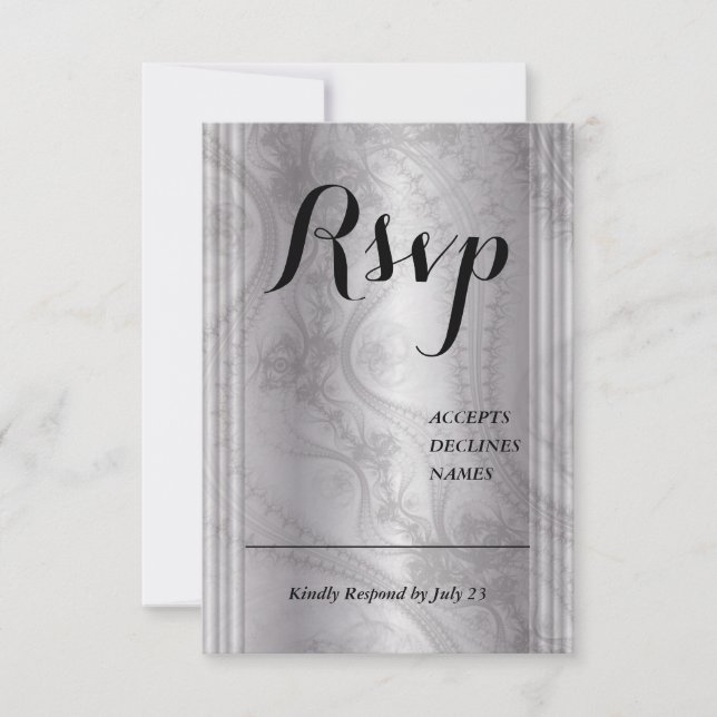 Cartão de RSVP Tons de Cinza com detalhe de renda (Frente)