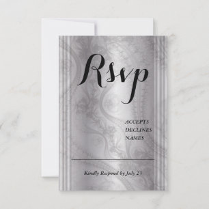 Cartão de RSVP Tons de Cinza com detalhe de renda