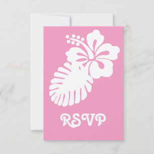 Cartão de RSVP Tropical Hibiscus em Petal Pink