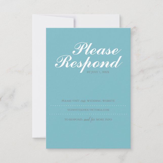 Cartão de RSVP Turquesa, Site de Casamento (Frente)
