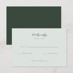 Cartão de RSVP Verde Elegante