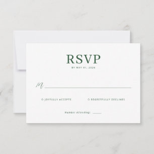 Cartão de RSVP Verde Elegante
