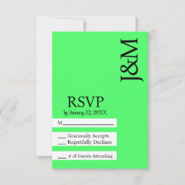 Cartão de RSVP verde limão minimalista