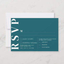 Cartão de RSVP Verde Meia-Noite Mínimo