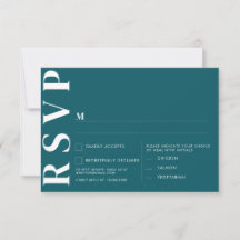 Cartão de RSVP Verde Minimalista de Meia-Noite