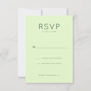 Cartão de RSVP Verde Pastel Elegante