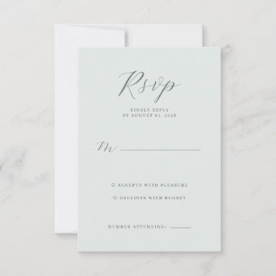 Cartão de RSVP Verde Pastel Elegante