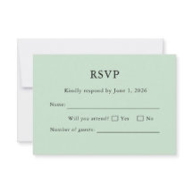 Cartão de RSVP Verde Salvia Minimalista Elegante E