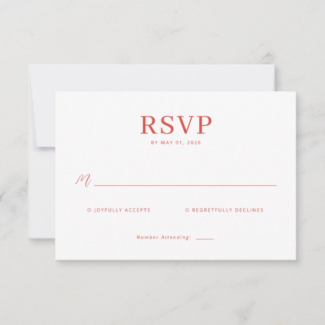 Cartão de RSVP Vermelho Sofisticado (Frente)