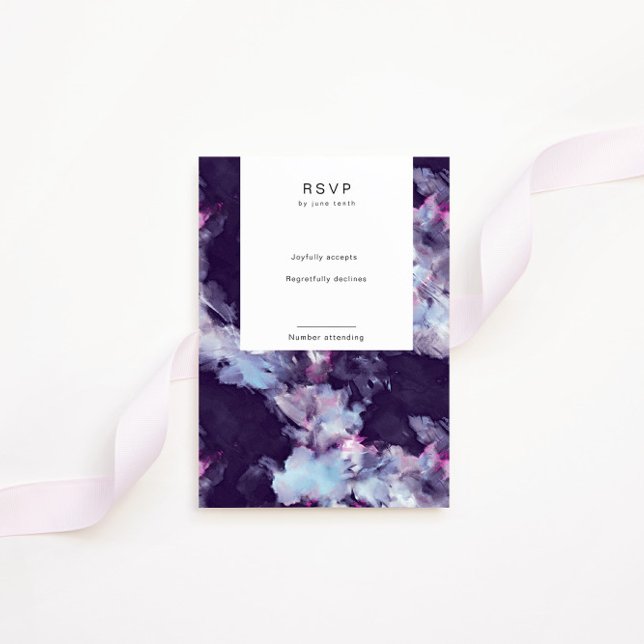 Cartão de RSVP Vertical com Pinceladas Elegantes M (Criador carregado)