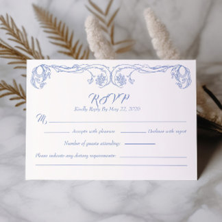 Cartão de RSVP Vintage Elegante – Filigrana de Ros