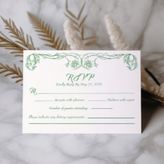 Cartão de RSVP Vintage Elegante – Filigrana de Ros