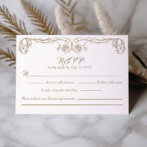 Cartão de RSVP Vintage Elegante – Filigrana de Ros