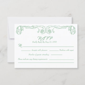 Cartão de RSVP Vintage Elegante – Filigrana de Ros