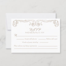 Cartão de RSVP Vintage Elegante – Filigrana de Ros