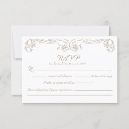 Cartão de RSVP Vintage Elegante – Filigrana de Ros