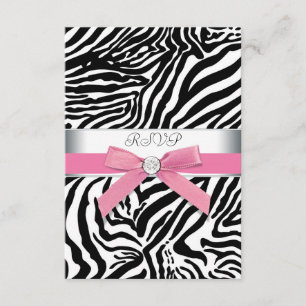 Cartão de RSVP Zebra Rosa