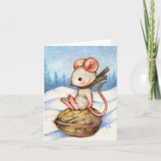 Cartão de Sábio de Inverno de Feriado de Mouse com