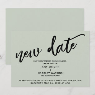 Cartão de Sage de Atualização de Casamento Adiado 