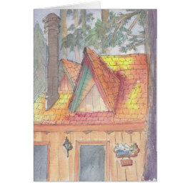 Cartão de Saída "Cabin Watercolor Sketch/Arrohead"