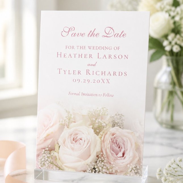 Cartão de Salva o Dia de Rosas de Casamento (Criador carregado)