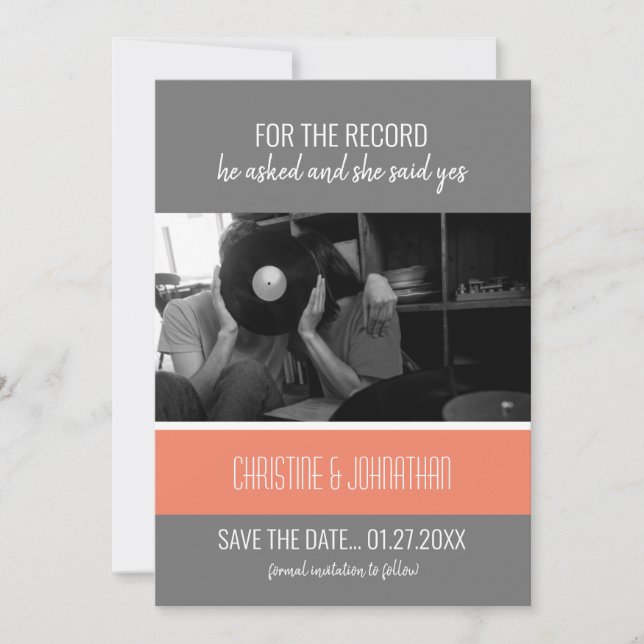 Cartão de Salvamento de Data com Disco de Vinil Re (Frente)