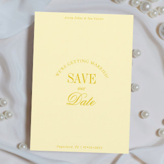 Cartão de Salvar a Data Amarelo Elegante e Sofisti
