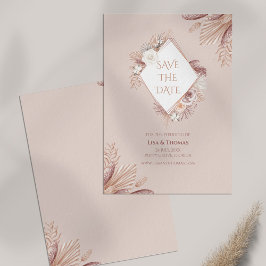Cartão de Salvar a Data Boho Blush com Grama Pampa