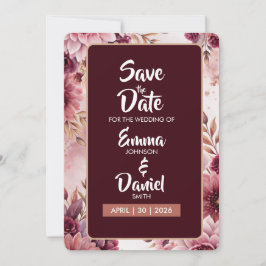 Cartão de Salvar a Data Boho Dreams Floral Eleganc