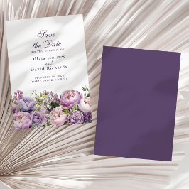 Cartão de Salvar a Data Boho Lilac e Peônias Roxas