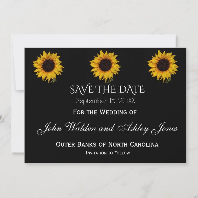 Cartão de Salvar a Data com Gotículas de Girassol (Frente)