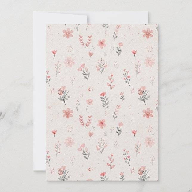 Cartão de Salvar a Data com Padrão Floral Suave (Frente)