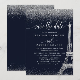 Cartão de Salvar a Data da Torre Eiffel de Paris A