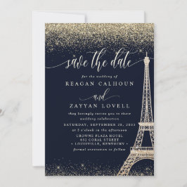 Cartão de Salvar a Data da Torre Eiffel de Paris e